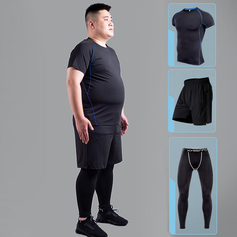 high elastic quick-drying clothes plus size fitness suit for men