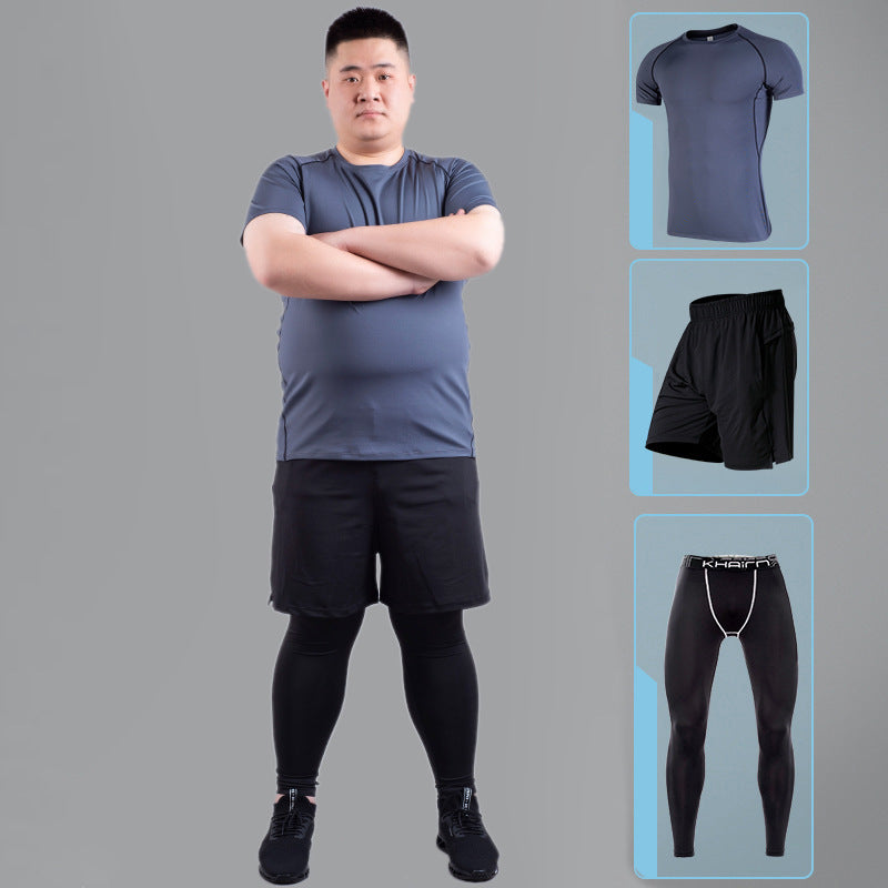 high elastic quick-drying clothes plus size fitness suit for men