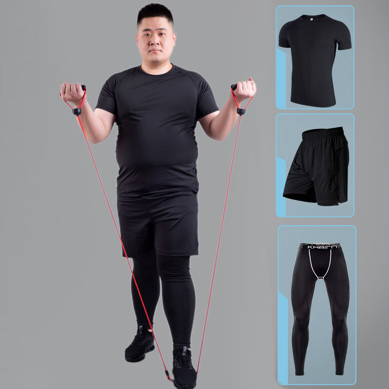 high elastic quick-drying clothes plus size fitness suit for men