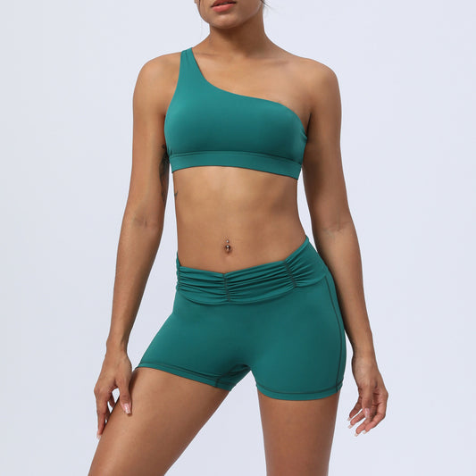Women's Fitness Running Sports Pleated Yoga Clothes Suit